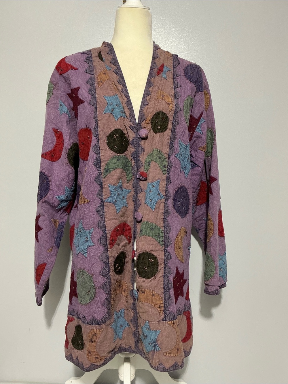 Celeste Purple Patchwork Button-Front cardigan